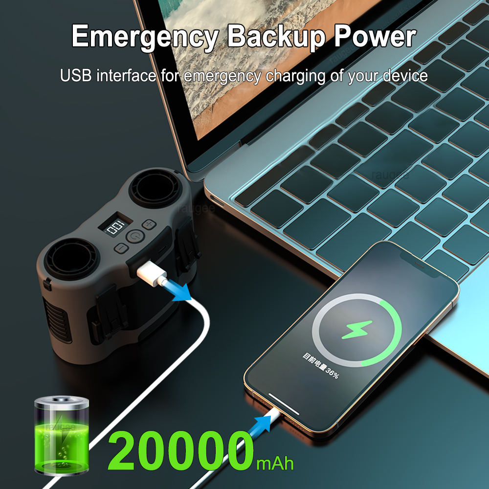 20000mAh Waist Fan Portable Ou - Timer Dual Outlet のレビューと価格