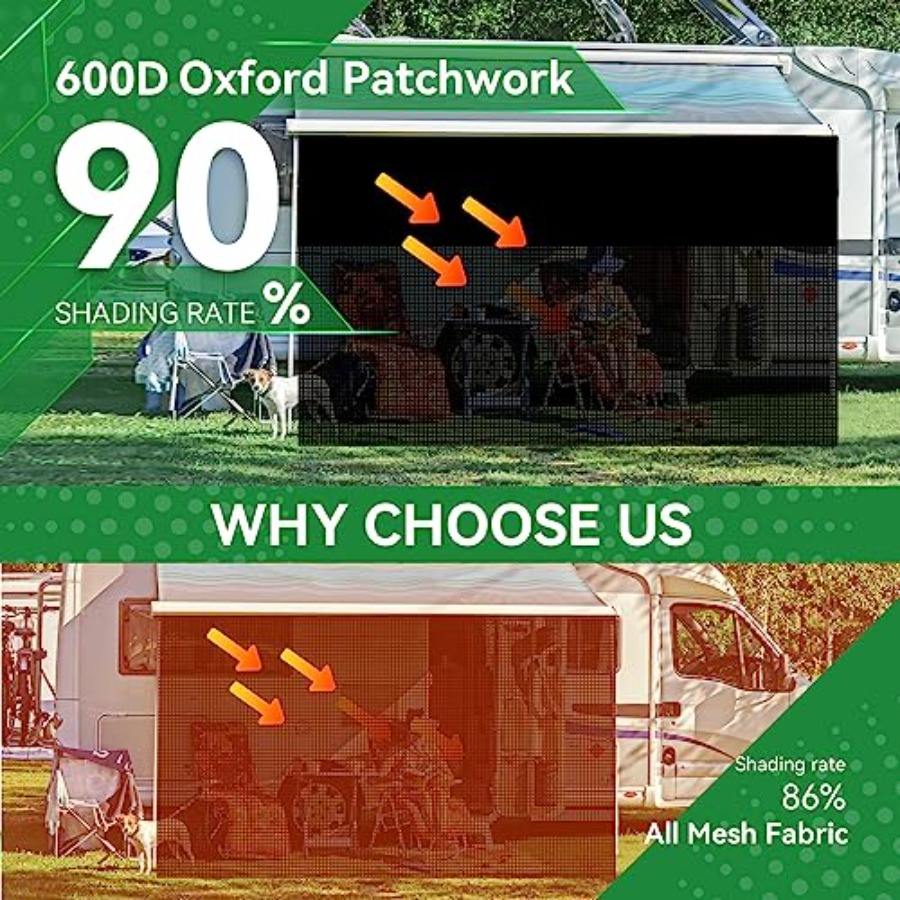 RV Awning Shade Screen 9' x 15 - Screen Top Mesh のレビューと価格