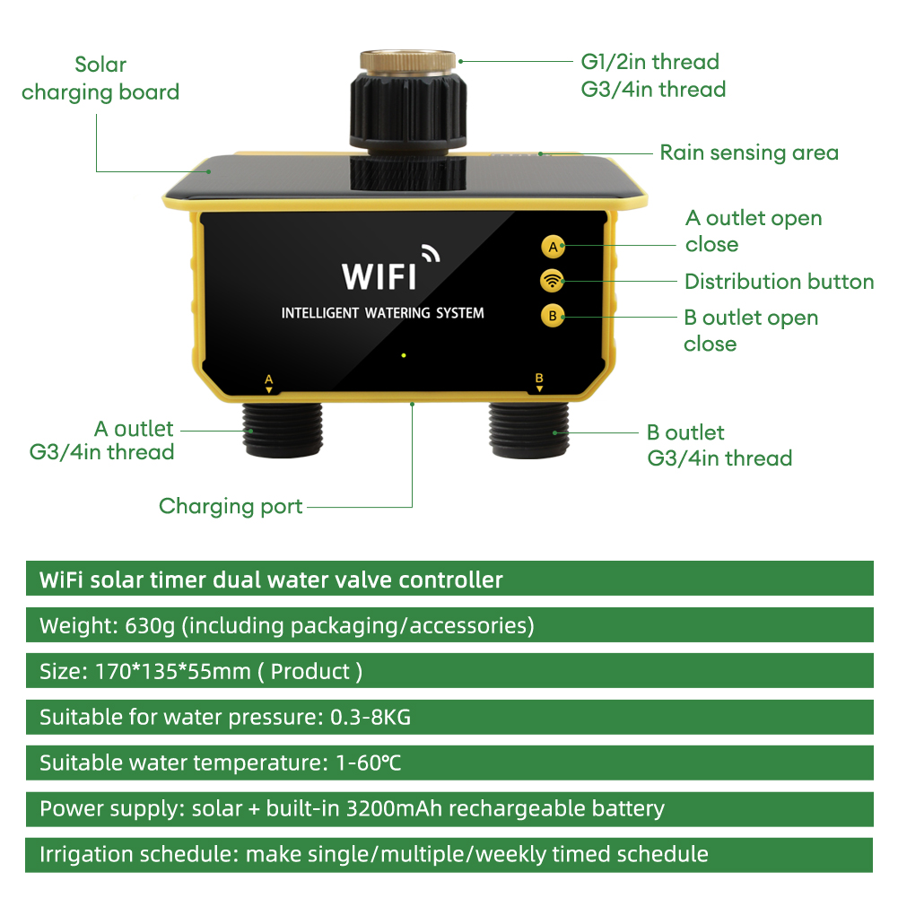 WiFi Solar Timer Dual Water Va - Timer Dual Outlet のレビューと価格